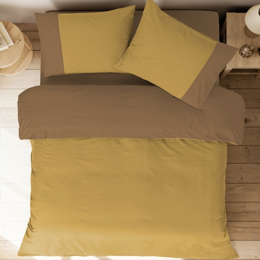 Dekordom Posteljina cb simple set bicolor double - brown/mustard