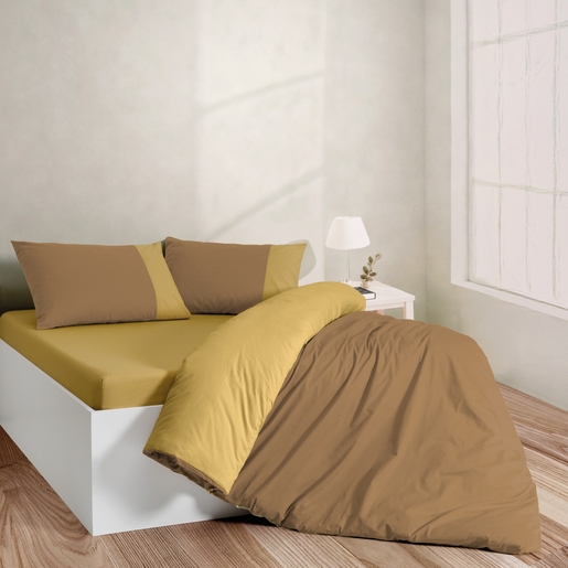 Dekordom Posteljina cb simple set bicolor double - brown/mustard