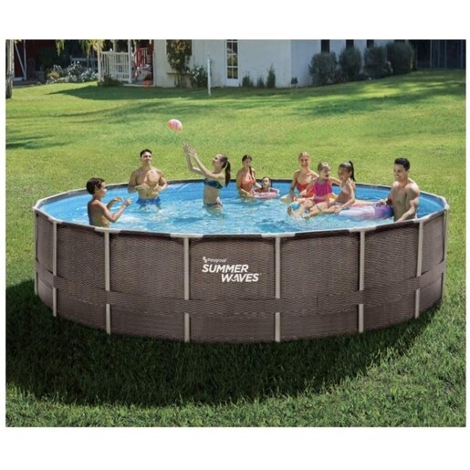Summer Wave Ratan okrugli bazen sa metalnim ramom 3,66x0,91cm + filter ketridž pumpa, merdevine, prekrivač 8671