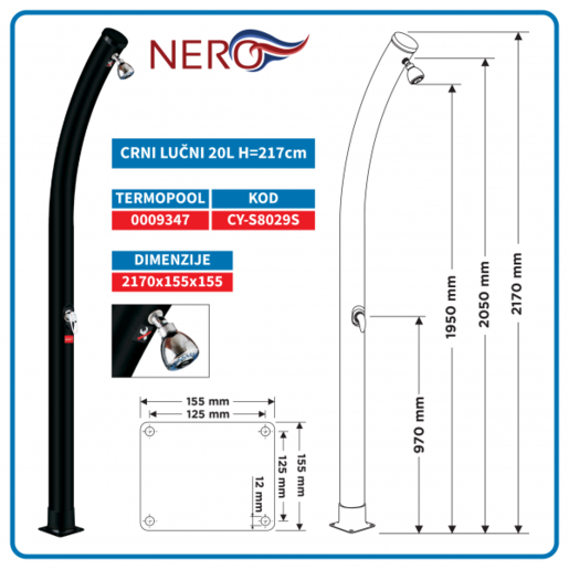 Nero Solarni tus PVC lučni 20L H=210cm
 9347