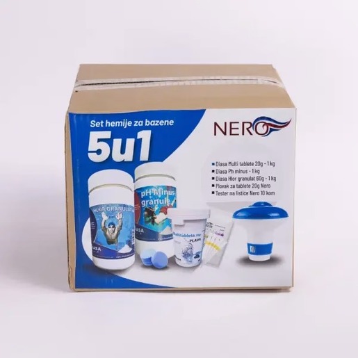 Diasa set hemije (Hlor 1kg ,Ph- 1kg,Tablete 20g 1kg , Plovak 20g , tester na listiće 10 kom) 230