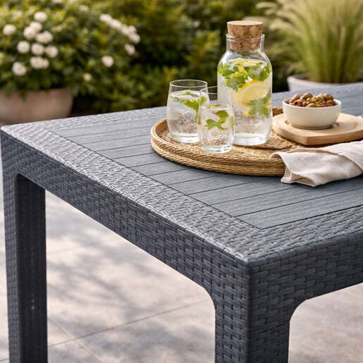 Baštenski sto ratan 90x150 antracit