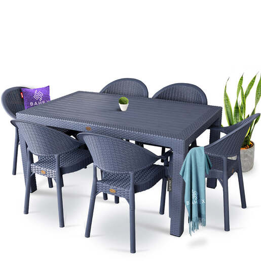 Baštenski sto ratan 90x150 antracit