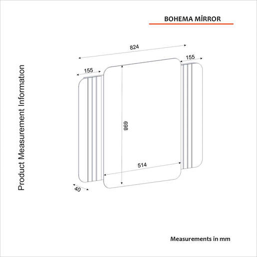 Bohema zidno ogledalo krem