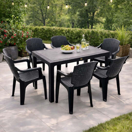 Baštenski sto ratan golf 75x125 crni