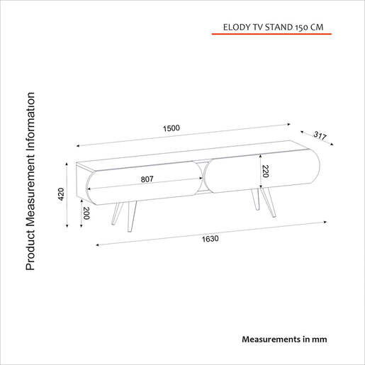 Elody 150 tv komoda bela-bukva