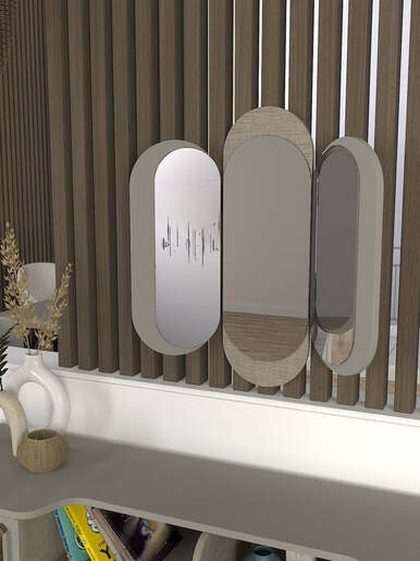 Roi zidno ogledalo sivo-textile