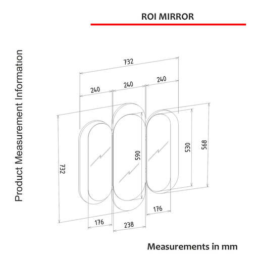 Roi zidno ogledalo sivo-textile