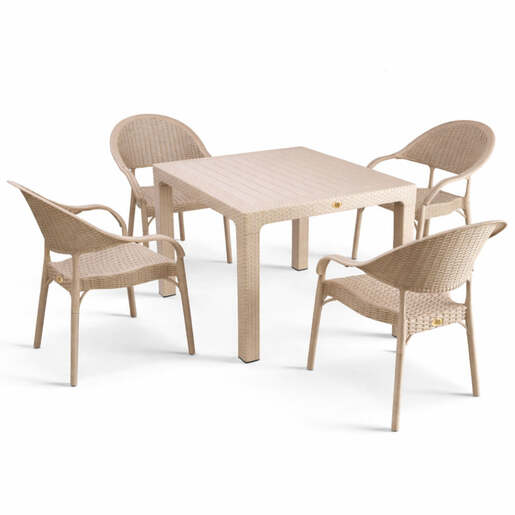 Baštenski sto ratan 90x90 capucino