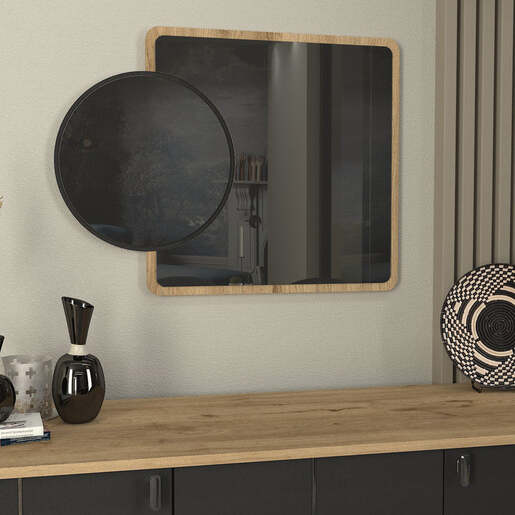 Pedro zidno ogledalo antracit-hrast