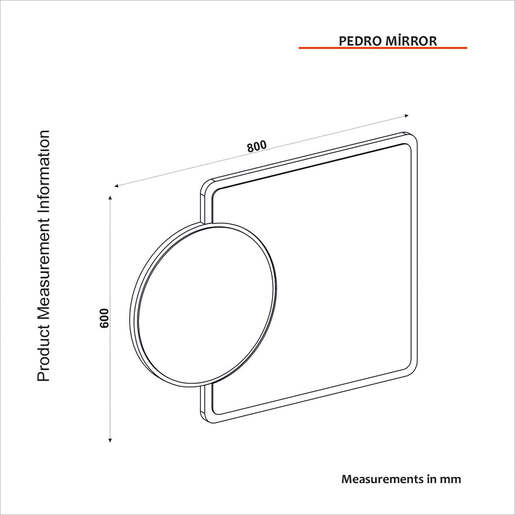 Pedro zidno ogledalo antracit-hrast