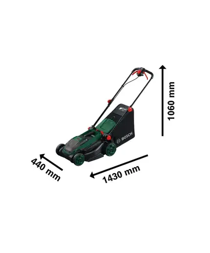 BOSCH akumulatorska kosilica ROTAK18V2-38, 2x18 V, širina rezanja 38 cm, košara za travu 40 L + 2x18V akumulator + punjač 06008B9M00