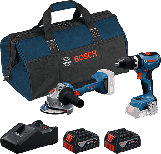 BOSCH Professional set - GSB 18V-65 + GWS 18V-8 + 2x GBA 4.0Ah + GAL 18V-40 + RAF TORBA 0615A5008Z