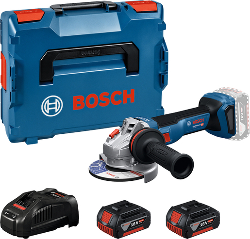 BOSCH Professional aku ugaona brusilica GWS 18V-11 PS, 125mm; 2x GBA 18V 5,0Ah, GAL 12V/18V-80, L-BOXX 06019N4302