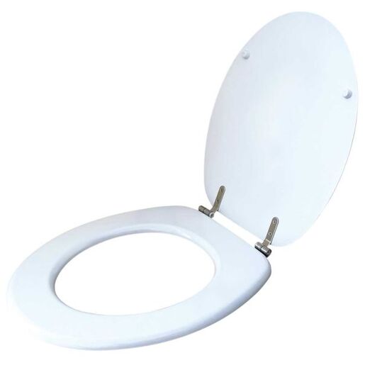 LAGUNA WC daska, lakirani medijapan, Bela, Inox šarke DKS11440