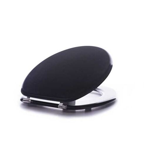 LAGUNA WC daska, lakirani medijapan, Crna, Inox šarke DKSH50