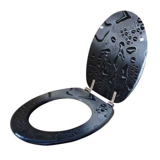 LAGUNA WC daska, lakirani medijapan, dezen RAIN, Inox šar DKSK636