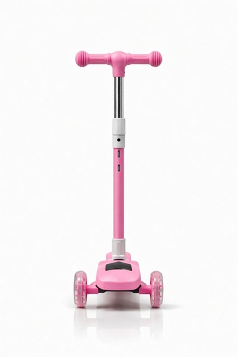 Roze sklopivi dečiji trotinet sa svetlećim točkovima i podesivom visinom