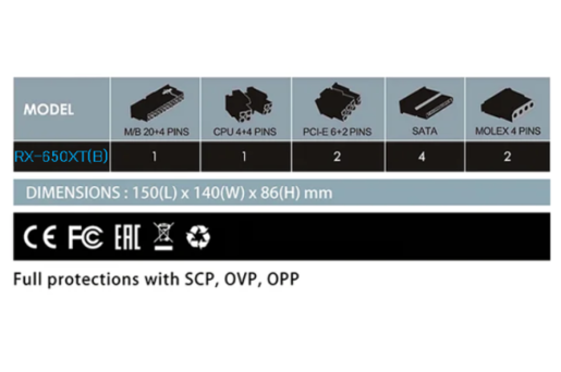 Napajanje 650W Raidmax RX-650XT(B) Black/120mmTC Fan/SI Bulk