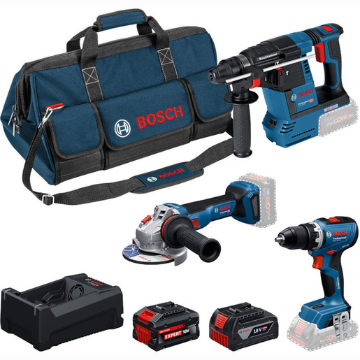 Bosch Professional Kombo set GSR 18V-65 + GBH 18V-26 + GWS 18V-11+ 1x GBA 18V 5,0 + 1x EXBA 18V 5,5Ah + GAL 12V/18V-80 0615A500AJ