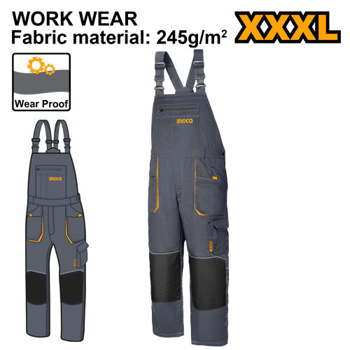 INGCO WUCT8033.XXXL radne pantalone sa tregerima vel xxxl super