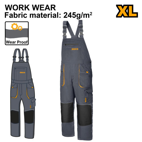 INGCO WUCT8033.XL radne pantalone sa tregerima vel xl super
