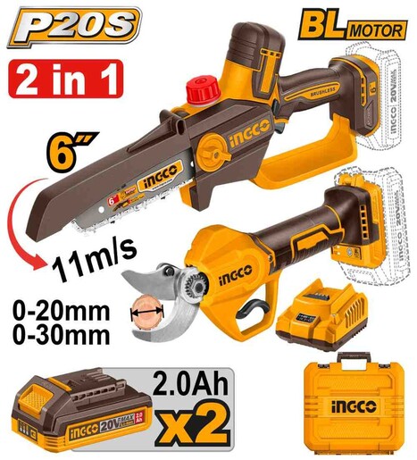 INGCO COSLI250795E aku baštenski set (testera+makaze) super