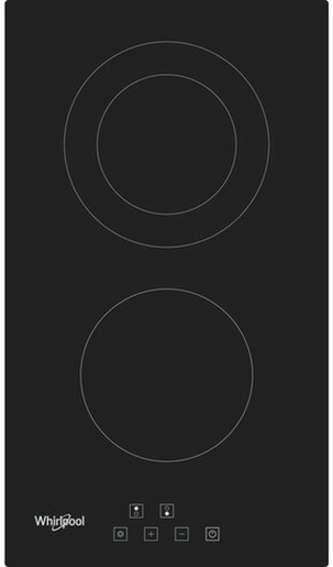 Whirlpool ugradna ploča WRD 6030 B, Staklokeramika, 2 zone kuvanja, 9 nivoa snage, crna