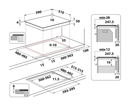 Whirlpool ugradna ploča WTX6019DCF, Indukciona, 4 zone kuvanja, 18 nivoa snage, crna