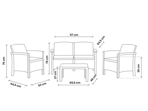 BICA Baštenski set - Rialto 2, siva
