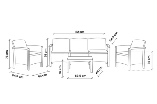 BICA Baštenski set - Rialto 3, siva