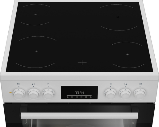 Beko električni šporet FBE67300WD, Staklokeramička ploča, Ventilatorska rerna, belo-crni