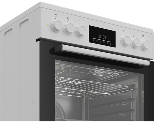 Beko električni šporet FBE67300WD, Staklokeramička ploča, Ventilatorska rerna, belo-crni