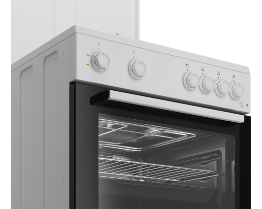 Beko kombinovani šporet FBE 64010 WDN, Ringle + Plin, Ventilatorska rerna, belo-crna