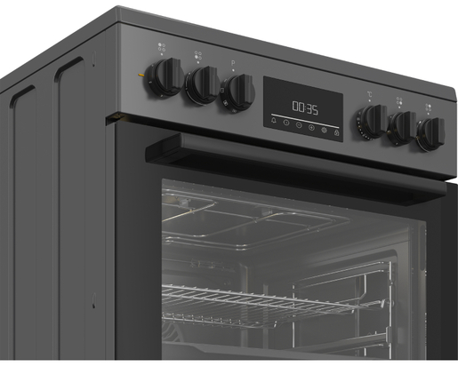 Beko električni šporet FBM67320GAT, Staklokeramička ploča, Konvencionalna rerna, crni