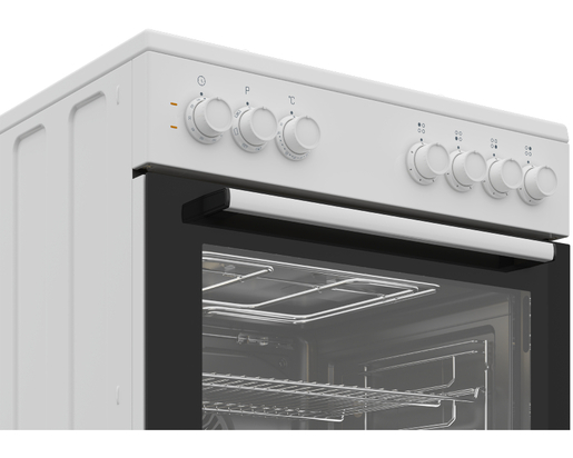 Beko električni šporet FBE67100GWS, Staklokeramička ploča, Konvencionalna rerna, beli