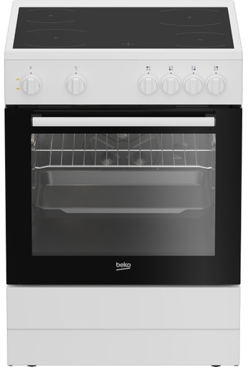 Beko električni šporet FBS67000WD, Staklokeramička ploča, Konvencionalna rerna, belo-crni