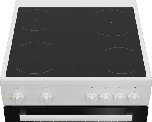 Beko električni šporet FBS67000WD, Staklokeramička ploča, Konvencionalna rerna, belo-crni