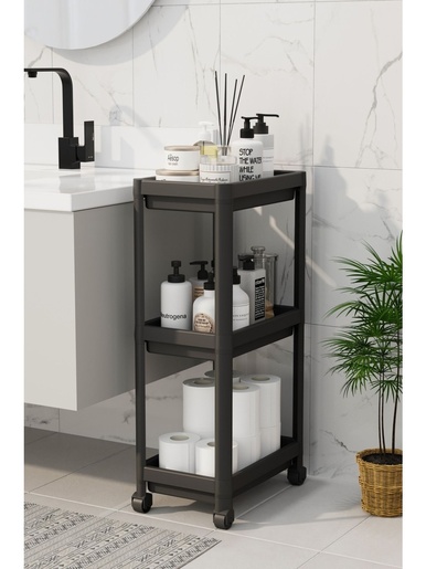 BOLZZ Univerzalna polica sa točkićima 3 nivoa CRNA BOLPOL3NICRN