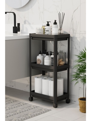 BOLZZ Univerzalna polica sa točkićima 3 nivoa CRNA BOLPOL3NICRN