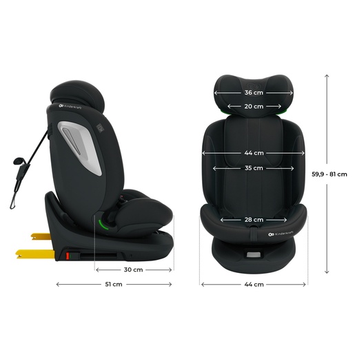 KINDERKRAFT AUTOSEDISTE I-GROW 2 PLUS I-SIZE 40-150 CM BLACK KCIGRO02BLKPL00