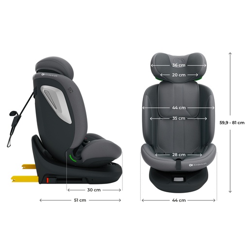 KINDERKRAFT AUTOSEDISTE I-GROW 2 PLUS I-SIZE 40-150 CM GREY KCIGRO02GRYPL00