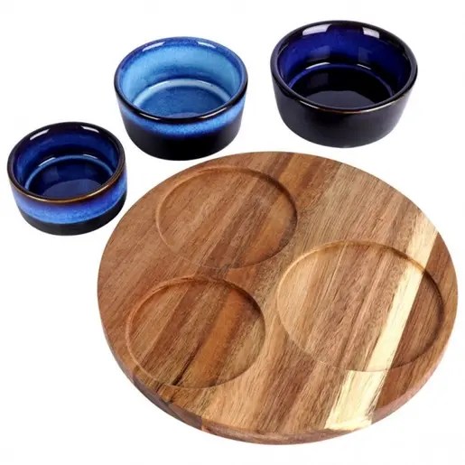 Vilde 139308N - Keramičke činije sa tacnom – 20 cm, set od 4 komada