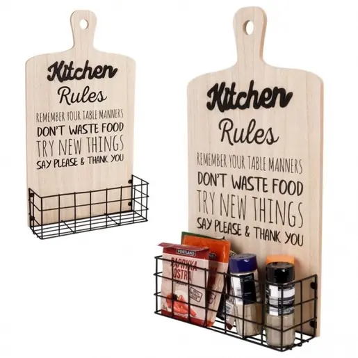 Vilde -  530814 - Kuhinjska polica u obliku daske sa korpom za odlaganje