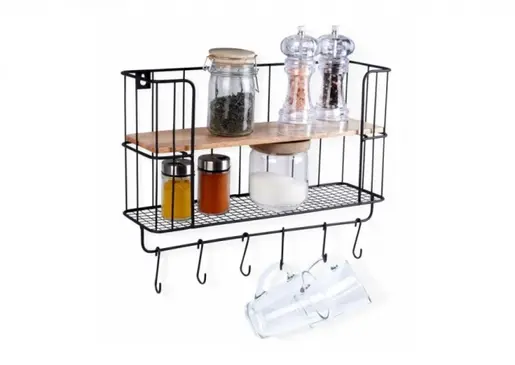 Vilde 229080 - Kuhinjska polica sa kukama za kačenje