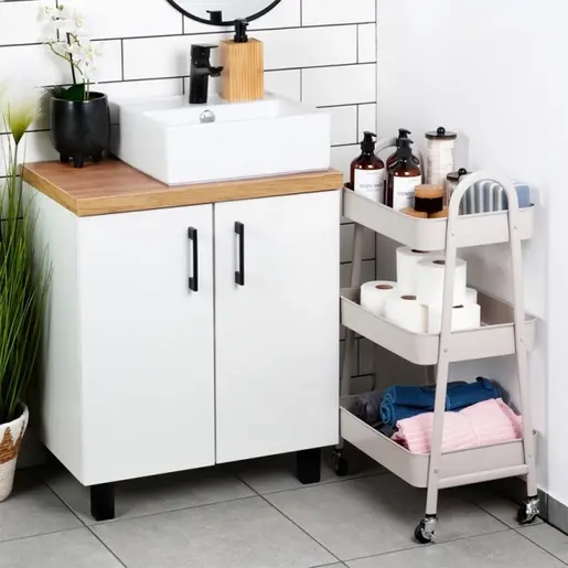 Vilde 568116 - Metalna polica sa 3 nivoa, bež, 44×31,5×78,5 cm