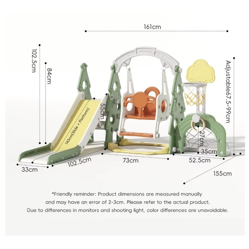 Winnerbike Tobogan + ljulja 161x155x103 pink Out0025