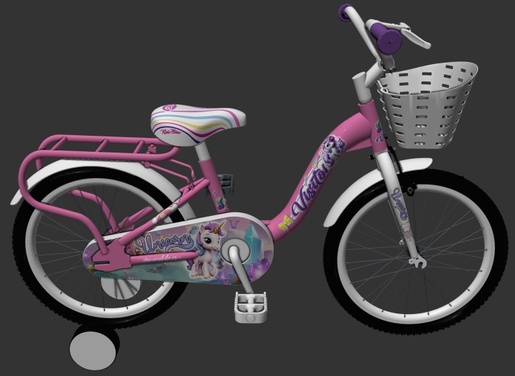 Bicikl kids visitor unicorn 12" v-brake  kontra 95-115cm (12") roze uv sjaj 1120121