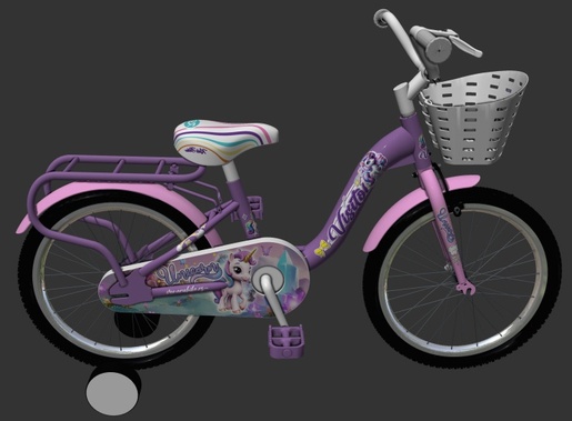 Bicikl kids visitor unicorn 12" 8" v-brake kontra 95-115cm (12") ljubičasti 1120122