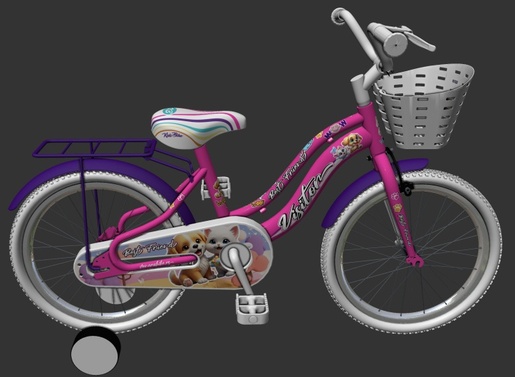 Bicikl kids visitor best friend 12" 8" v-brake  kontra 95-115cm (12") roze neon uv sjaj 1120129